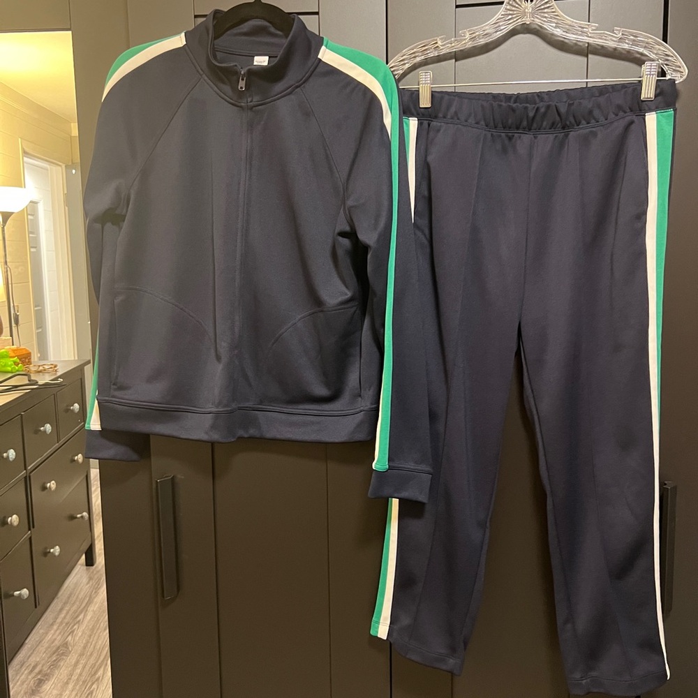 Navy Blue and Green Track Suit